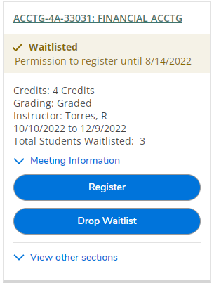 Waitlist permission status user interface