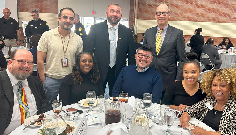 Pimentel and others outside at pancade breakfast