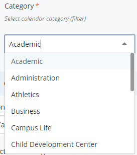 calendar list categories